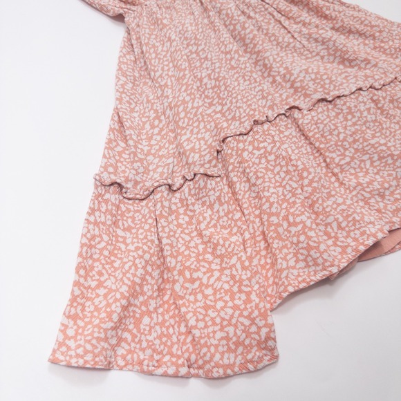 Abercrombie & Fitch Peach White Mini Dress Women's Small Tie Neck - Picture 2 of 16